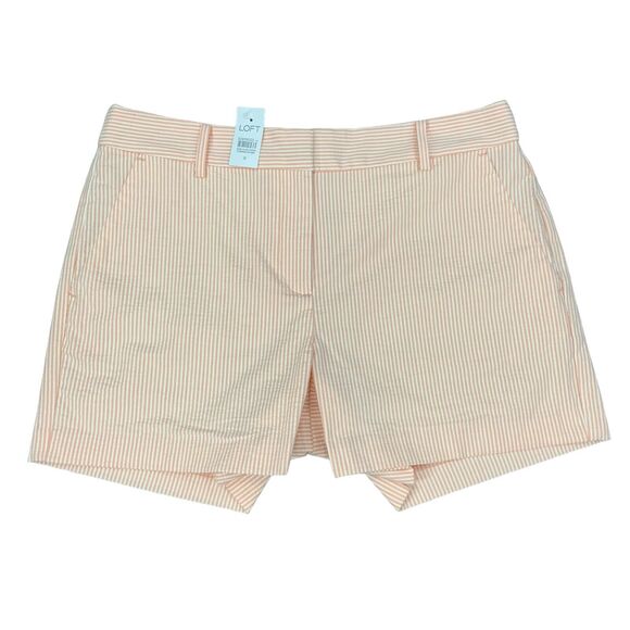 Loft Shorts Womens 8 Creamsicle Striped Seersucker Riviera Chino Stretch Casual - Picture 1 of 15